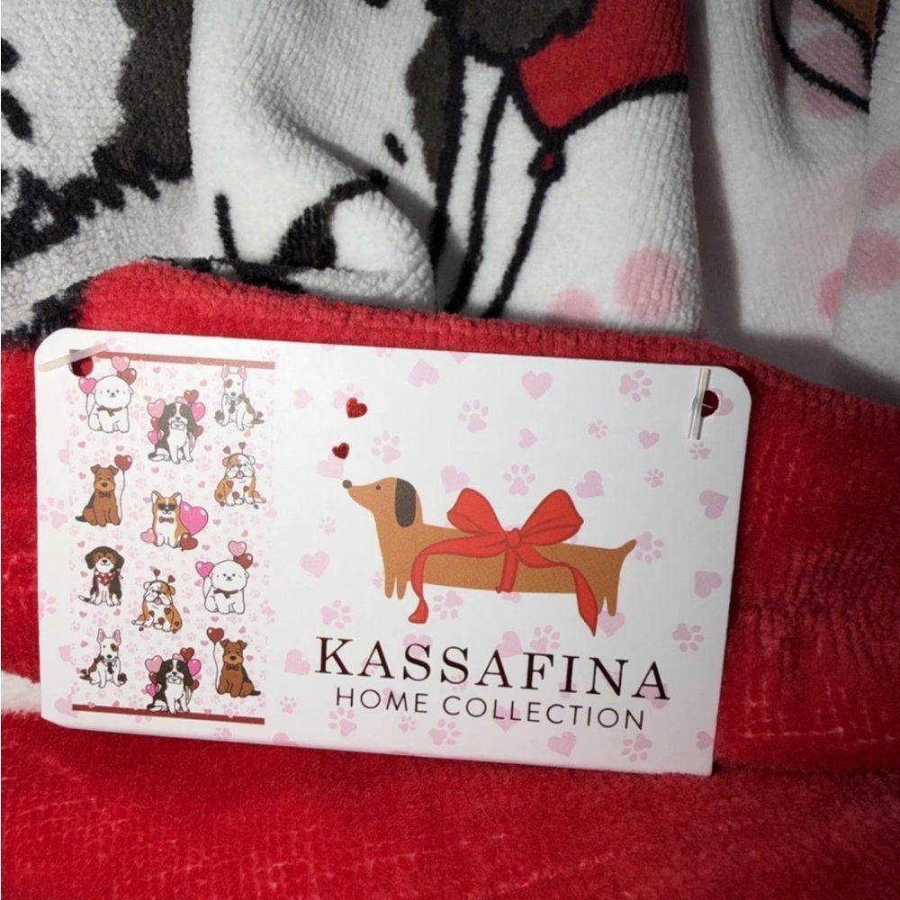 Kassafina PUPPY LOVE Dogs Hearts Set Of 2, Bath & Hand Towel, Corgi, Terrier etc - Picture 5 of 7